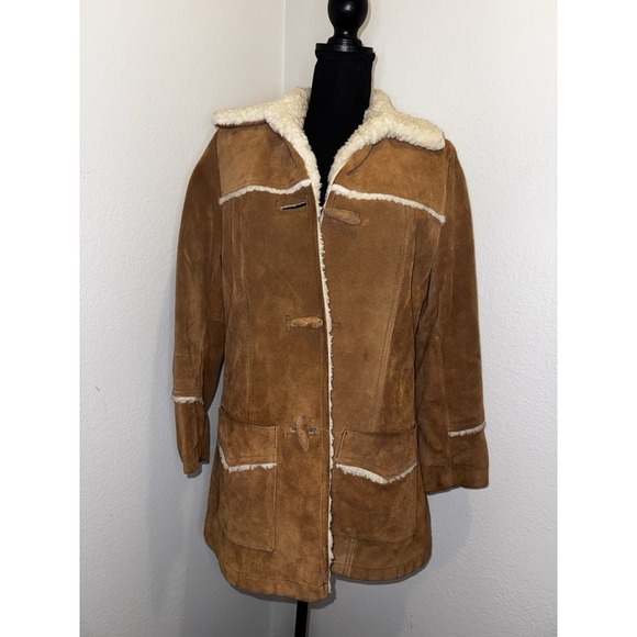 Pioneer Wear Jackets & Blazers - Vintage‎ Women's Pioneer Wear Leather & Sherpa Western Style Coat Size 14